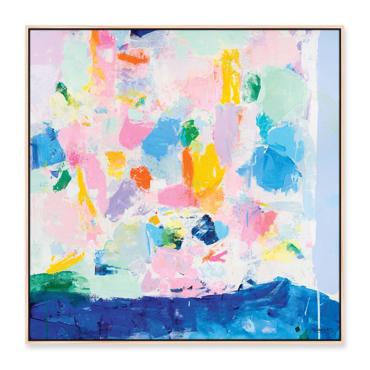 'Feeling Enthusiastic' - 100 x 100cm - framed in natural timber