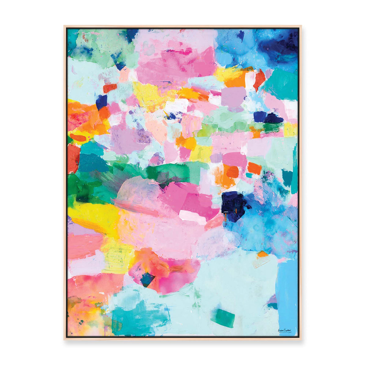'Happiness Happens' - 120 x 90cm - framed in natural timber