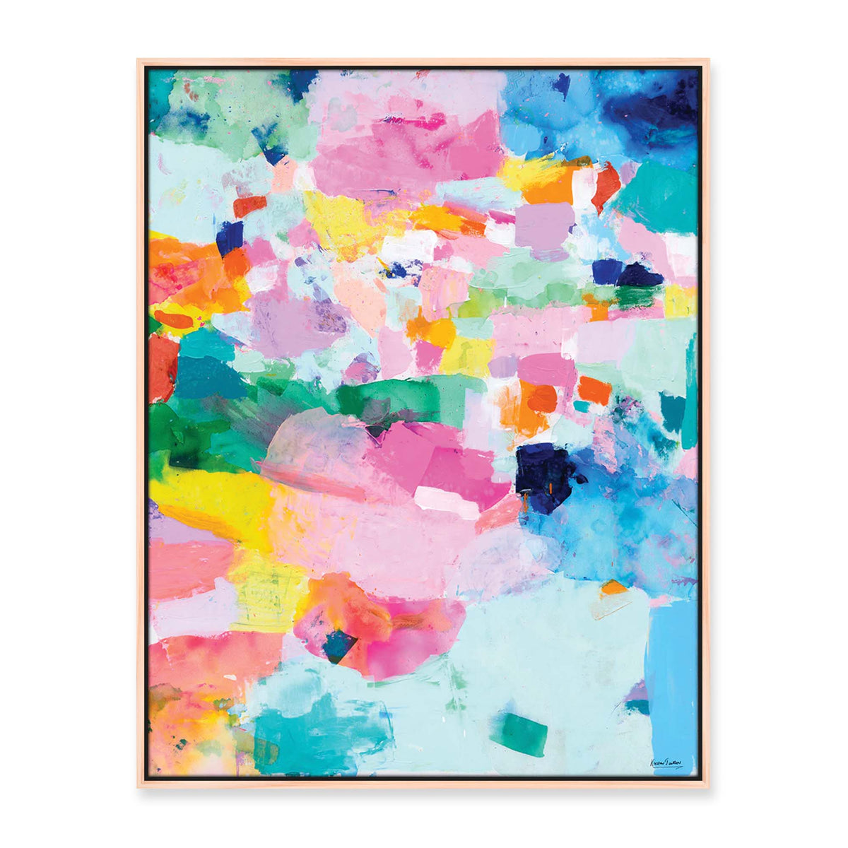 'Happiness Happens' - 90 x 70cm - framed in natural timber