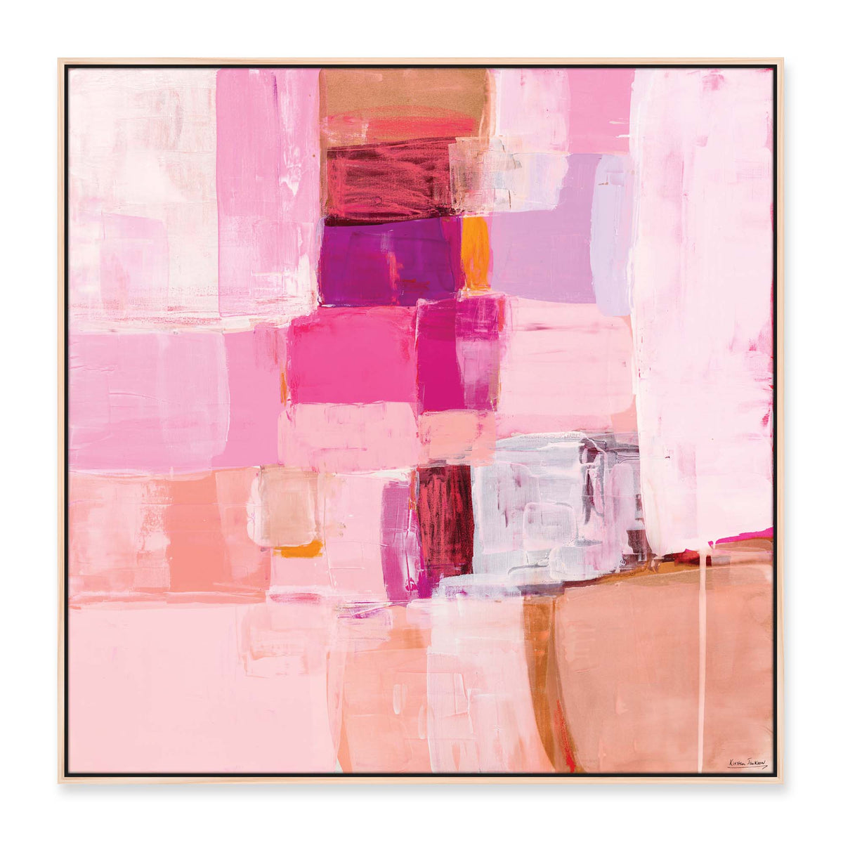 'Love Vibes' - 100 x 100cm - framed in natural timber