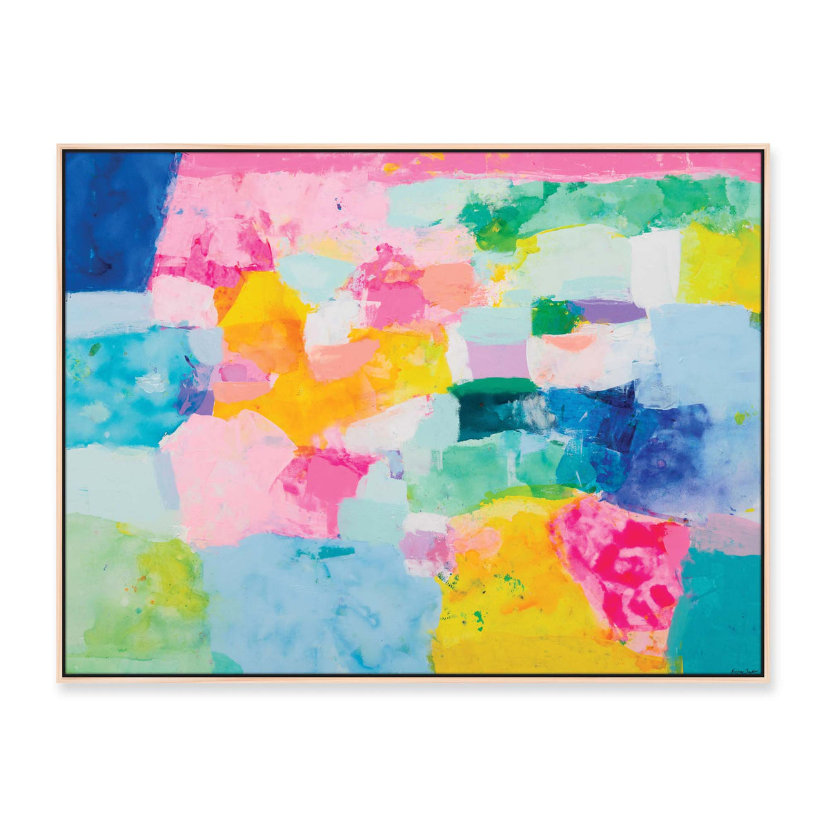 'Summer days free and colourful' - 120 x 90cm - framed in natural timber
