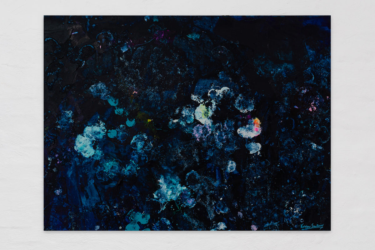 Blue Tango  123cm x 93cm framed in black oak